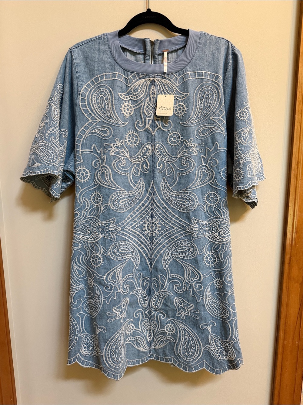 Free People Embroidered Denim Mini Dress